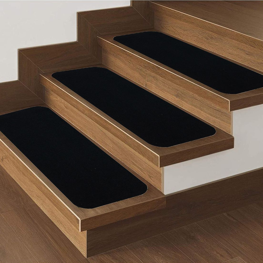 Siyah Velür Kaymaz Tabanlı Merdiven Basamak Paspası / Halısı