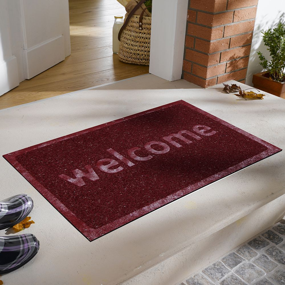 Welcome Baskılı Kıvırcık Kapı Önü Paspası