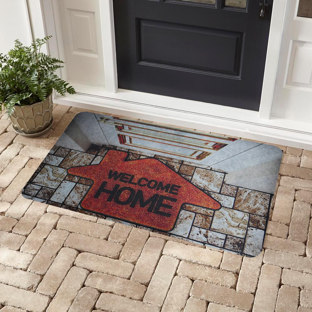 Welcome Home Baskılı Kaliteli Kauçuk Kapı Önü Paspası