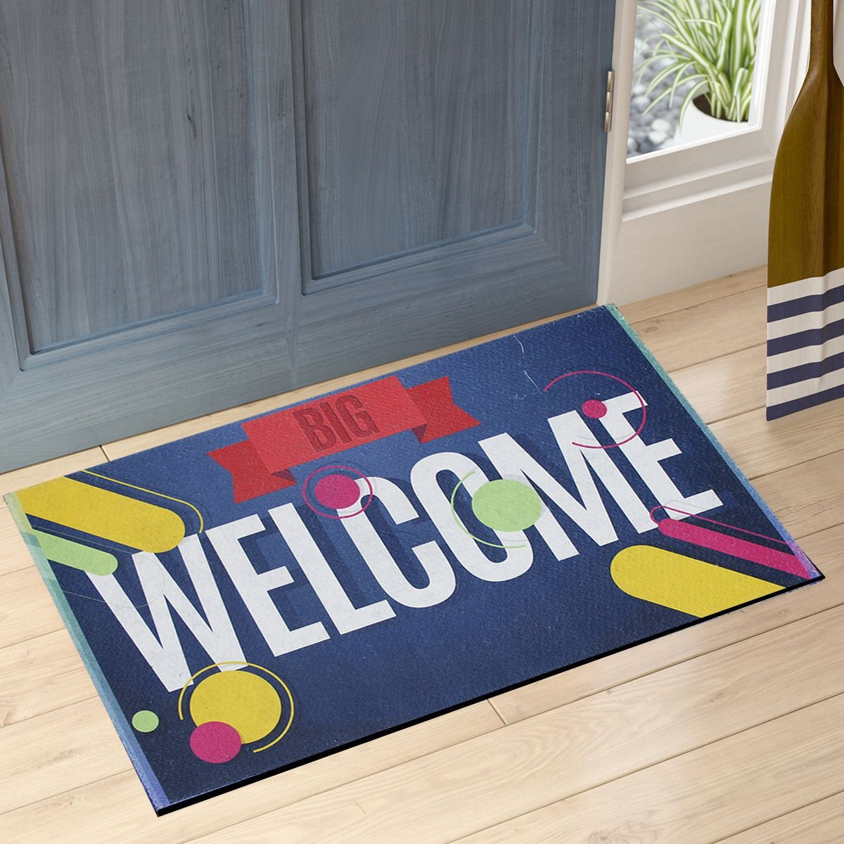 Welcome Baskılı Çift Taraflı Kauçuk Kapı Önü Paspası